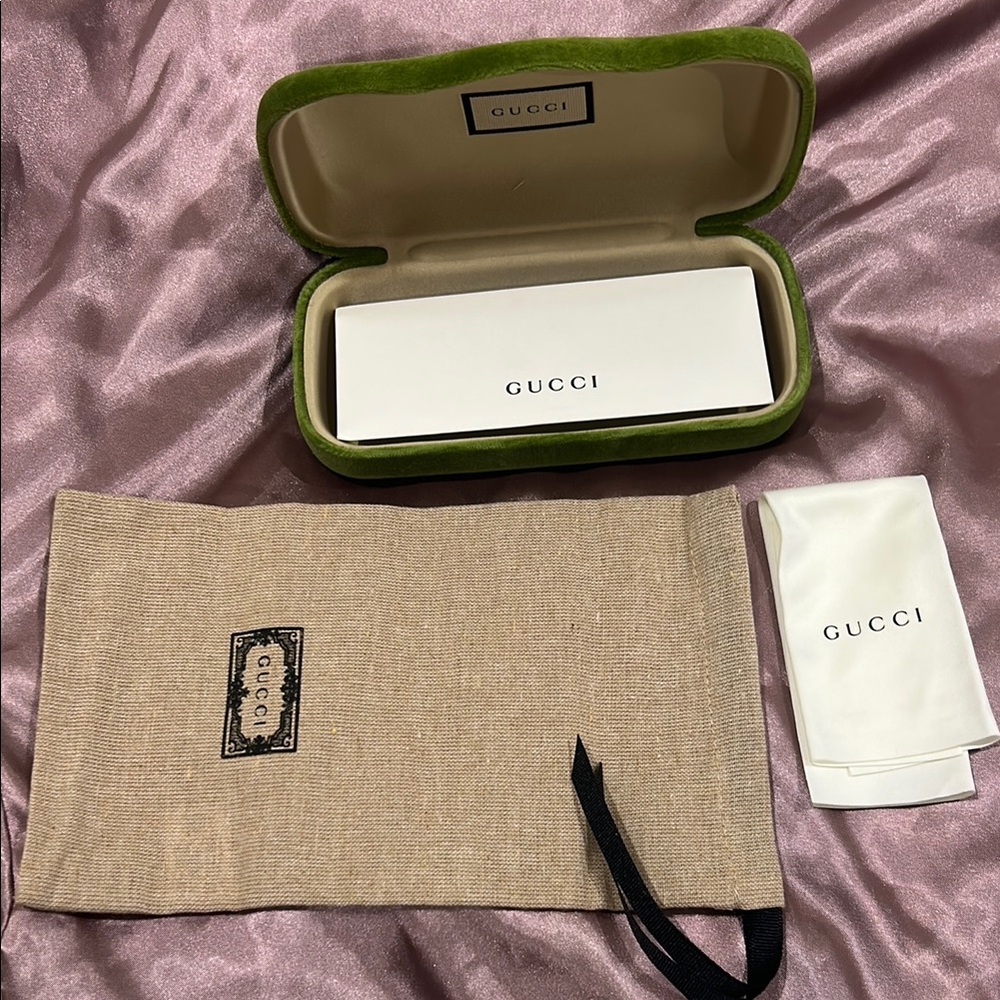 Gucci Green and Beige Eyewear Case Set